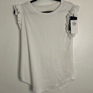 Chaser Recycled Vintage Rib Ruffle Sleeve shirt tail tee